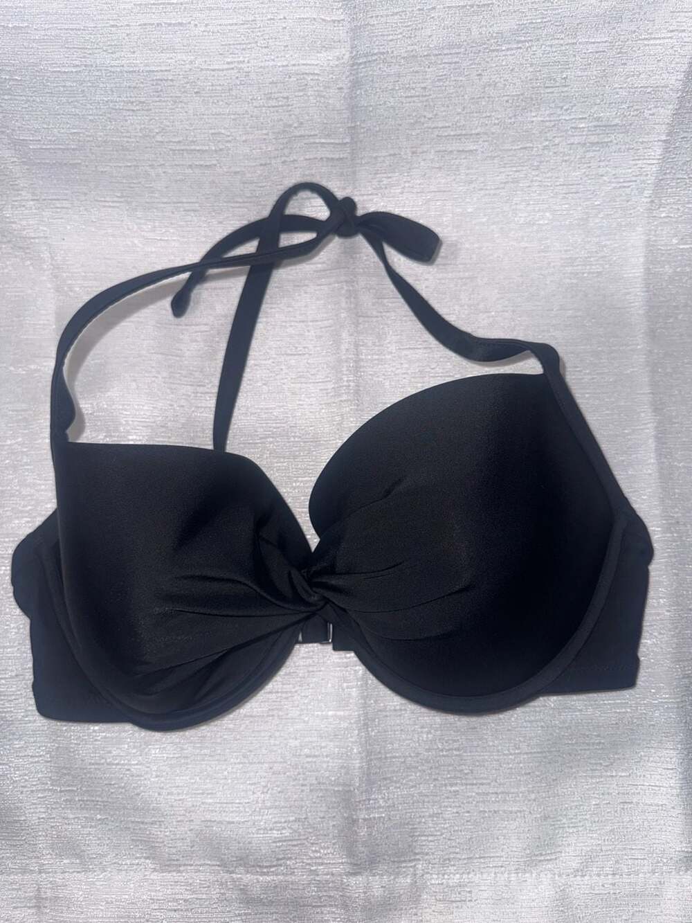 Aerie Twist Halter Push-Up Underwire Bikini Top Black 34DDD